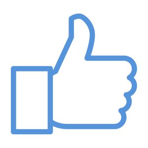 Blue thumbs up hand